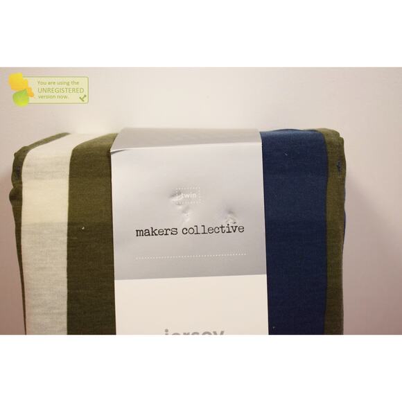 Makers Collective Teen Twin Rugby Stripe Jersey Sheet Set* - Picture 2 of 6